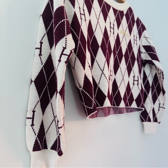 Harry Potter Hogwarts Argyle Cropped Long Sleeve Girls Sweater Size 10/12 H&M - Picture 5 of 10